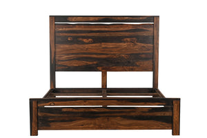 Homeroots Dark Brown Live Edge Solid Wood King Bed Frame  Solid Wood 551634