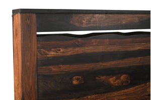 Homeroots Dark Brown Live Edge Solid Wood King Bed Frame  Solid Wood 551634