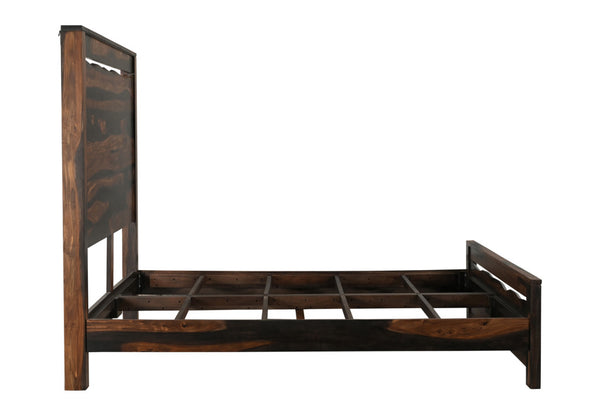 Homeroots Dark Brown Live Edge Solid Wood King Bed Frame  Solid Wood 551634