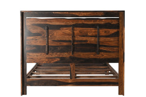 Homeroots Dark Brown Live Edge Solid Wood King Bed Frame  Solid Wood 551634