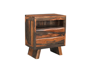Homeroots 30" Dark Brown Two Drawer Live Edge Solid Wood Nightstand   551635