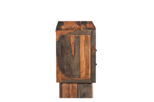 Homeroots 30" Dark Brown Two Drawer Live Edge Solid Wood Nightstand   551635