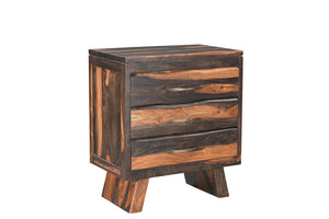 Homeroots 30" Dark Brown Three Drawer Live Edge Solid Wood Nightstand   551636