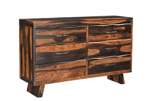 Homeroots 63" Dark Brown Solid Wood Live Edge Six Drawer Double Dresser  Solid Wood 551637