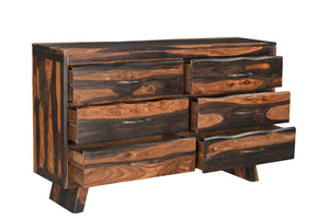 Homeroots 63" Dark Brown Solid Wood Live Edge Six Drawer Double Dresser  Solid Wood 551637