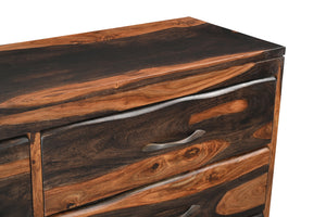 Homeroots 63" Dark Brown Solid Wood Live Edge Six Drawer Double Dresser  Solid Wood 551637