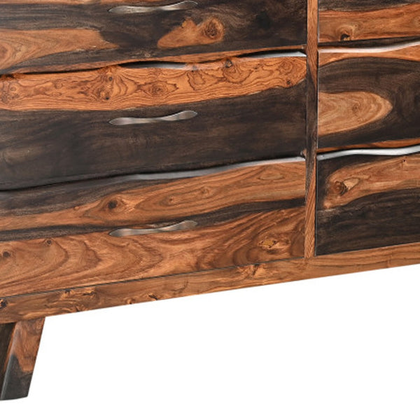 Homeroots 63" Dark Brown Solid Wood Live Edge Six Drawer Double Dresser  Solid Wood 551637