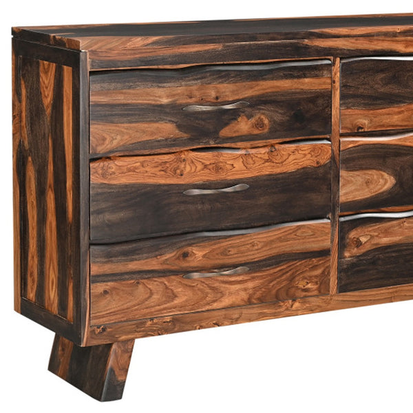 Homeroots 63" Dark Brown Solid Wood Live Edge Six Drawer Double Dresser  Solid Wood 551637
