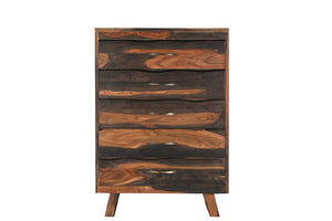 Homeroots 36" Dark Brown Solid Wood Live Edge Five Drawer Standard Chest  Solid Wood 551638