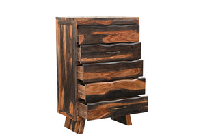 Homeroots 36" Dark Brown Solid Wood Live Edge Five Drawer Standard Chest  Solid Wood 551638
