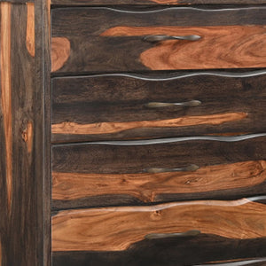 Homeroots 36" Dark Brown Solid Wood Live Edge Five Drawer Standard Chest  Solid Wood 551638