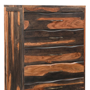 Homeroots 36" Dark Brown Solid Wood Live Edge Five Drawer Standard Chest  Solid Wood 551638