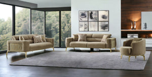HomeRoots Four-Piece Beige Linen Seating Set for Eight - Stylish, Comfortable & Functional for Any Space 551639