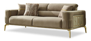 HomeRoots Four-Piece Beige Linen Seating Set for Eight - Stylish, Comfortable & Functional for Any Space 551639