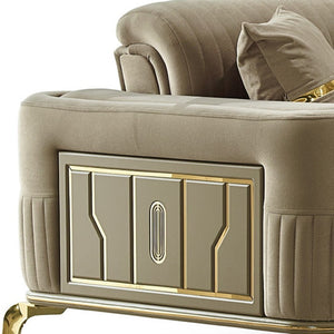 HomeRoots Four-Piece Beige Linen Seating Set for Eight - Stylish, Comfortable & Functional for Any Space 551639