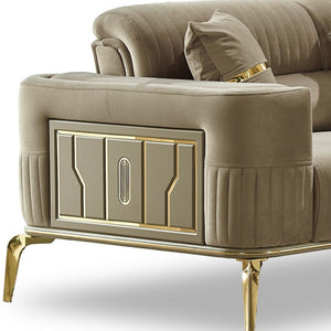 HomeRoots Four-Piece Beige Linen Seating Set for Eight - Stylish, Comfortable & Functional for Any Space 551639