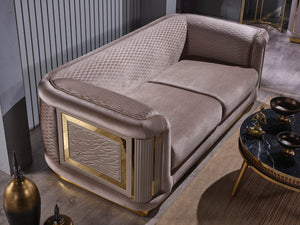 HomeRoots Four-Piece Beige Linen Seating Set for Eight – Contemporary Comfort with 12 Toss Pillows Included 551641