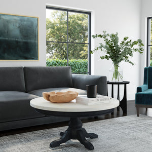 Butler Specialty Danielle Marble Coffee Table - Elegant Round Design With Hand-carved Base For Modern Living Spaces Black Marble,Mahogany Wood,Plywood 5516432-butler