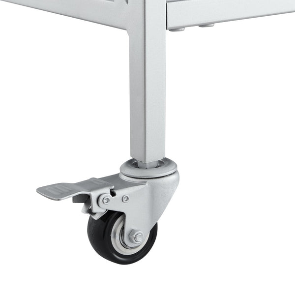 Homeroots 28" Stylish Silver And Black Metal Rolling Bar Cart With Glass Top - Modern Design For Entertaining   551669