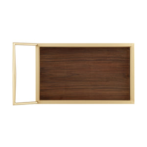 Homeroots 33" Elegant Gold And Brown Iron Wood Rolling Bar Cart – Stylish, Durable Design For Modern Entertaining!   551673