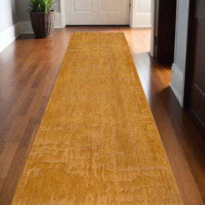 Homeroots 10' Yellow Abstract Non Skid Area Rug  100% Pet 551695