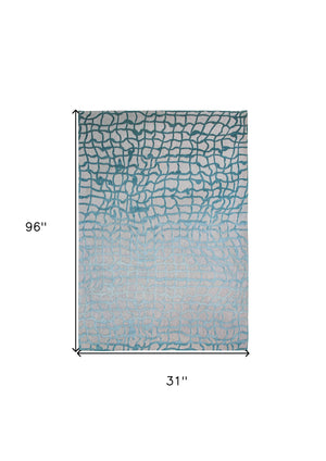 Homeroots 10' Blue And Gray Abstract Non Skid Area Rug  100% Pet 551697