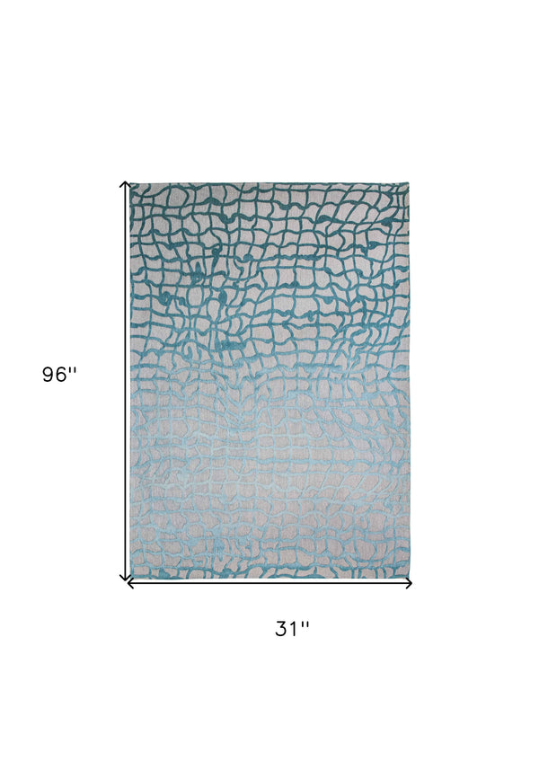 Homeroots 10' Blue And Gray Abstract Non Skid Area Rug  100% Pet 551697