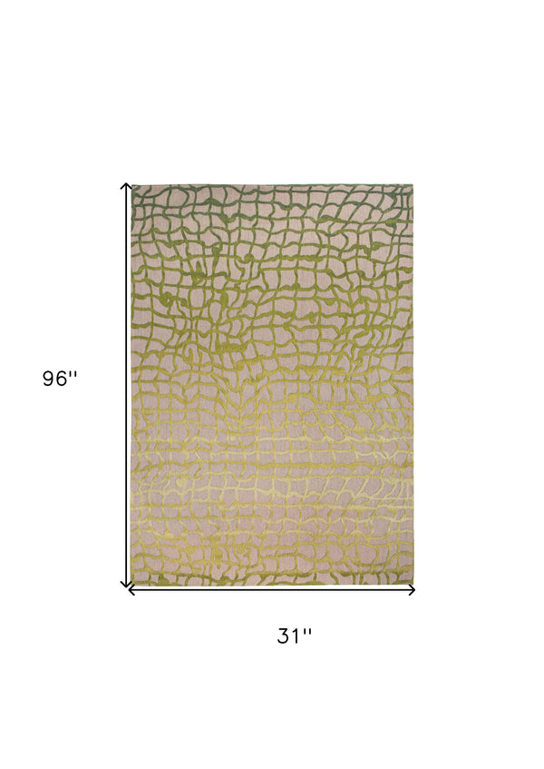 Homeroots 10' Gray And Green Abstract Non Skid Area Rug  100% Pet 551698