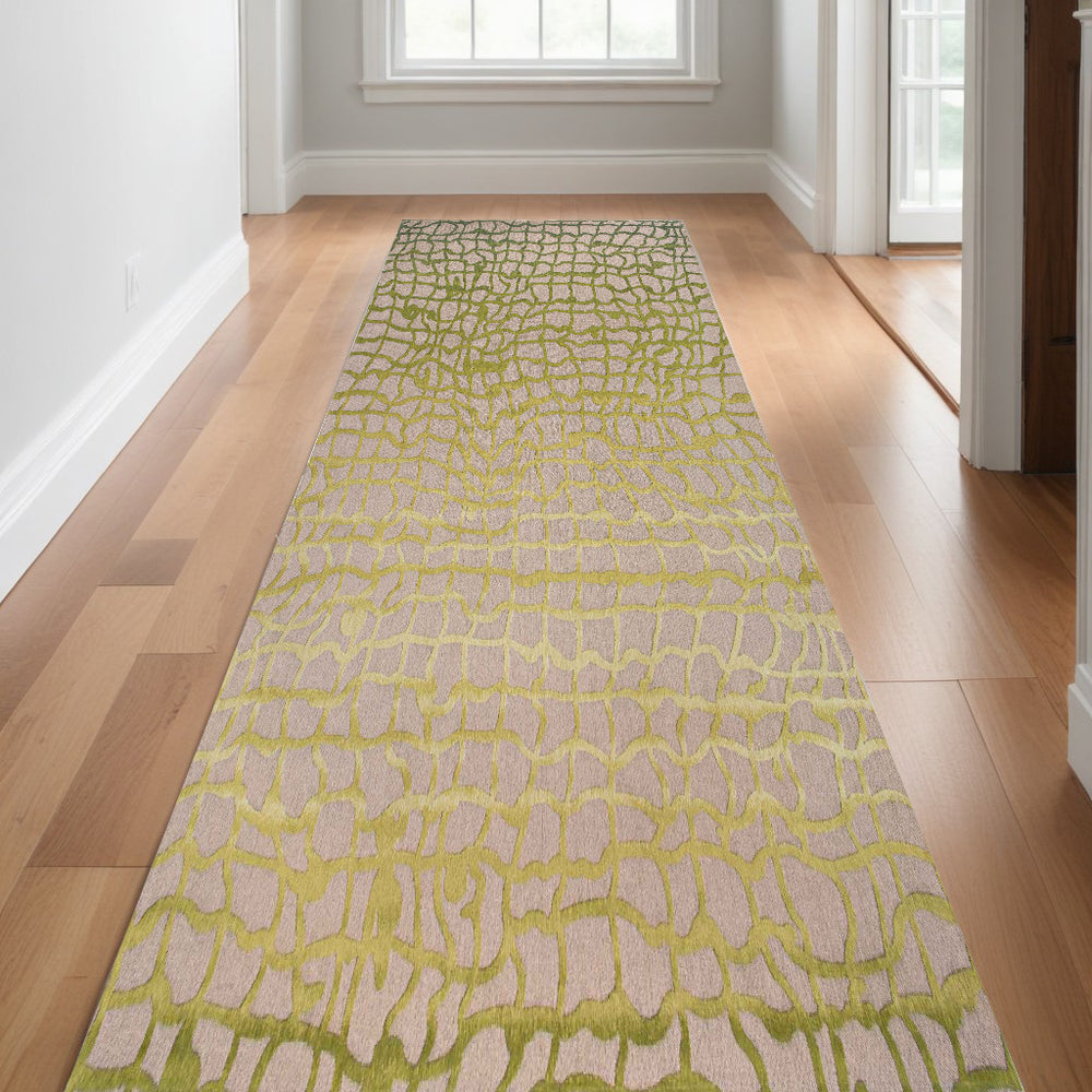 Homeroots 10' Gray And Green Abstract Non Skid Area Rug  100% Pet 551698