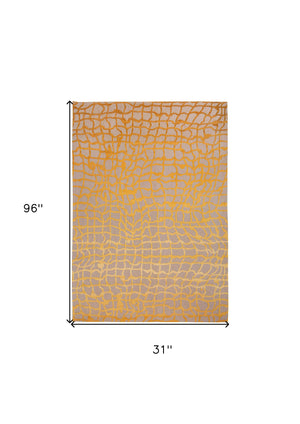 Homeroots 10' Gray And Orange Abstract Non Skid Area Rug  100% Pet 551699