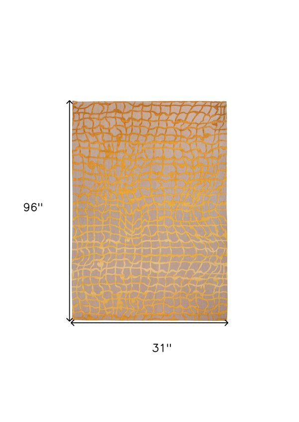 Homeroots 10' Gray And Orange Abstract Non Skid Area Rug  100% Pet 551699