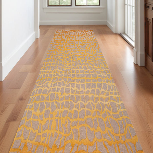 Homeroots 10' Gray And Orange Abstract Non Skid Area Rug  100% Pet 551699