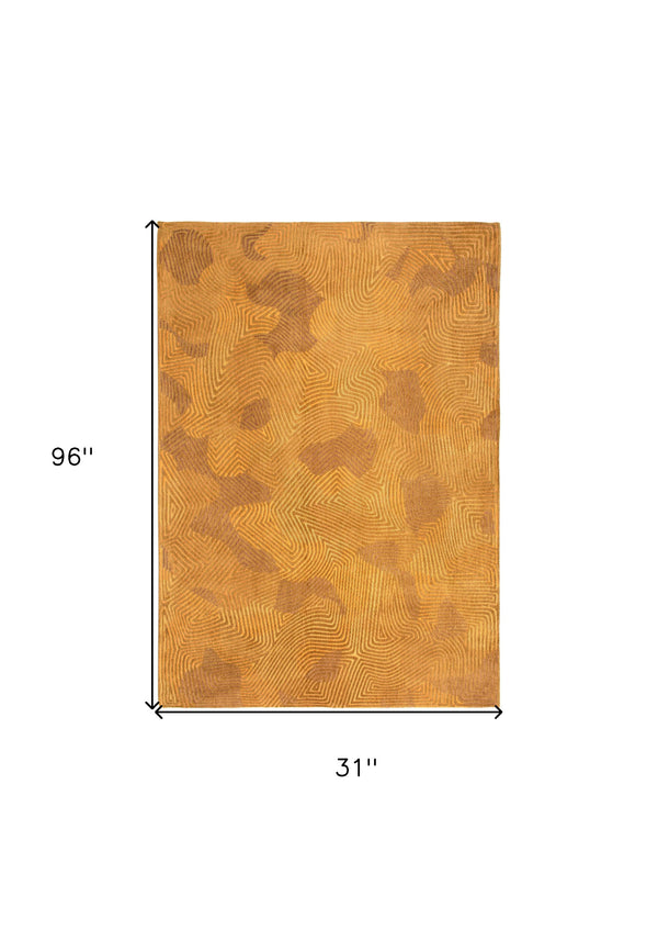 Homeroots 10' Yellow Abstract Non Skid Area Rug  100% Pet 551700