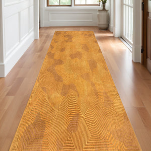 Homeroots 10' Yellow Abstract Non Skid Area Rug  100% Pet 551700