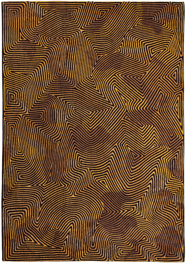 Homeroots 10' Black And Gold Abstract Non Skid Area Rug  100% Pet 551701