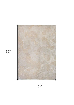 Homeroots 10' Beige And White Abstract Non Skid Area Rug  100% Pet 551703