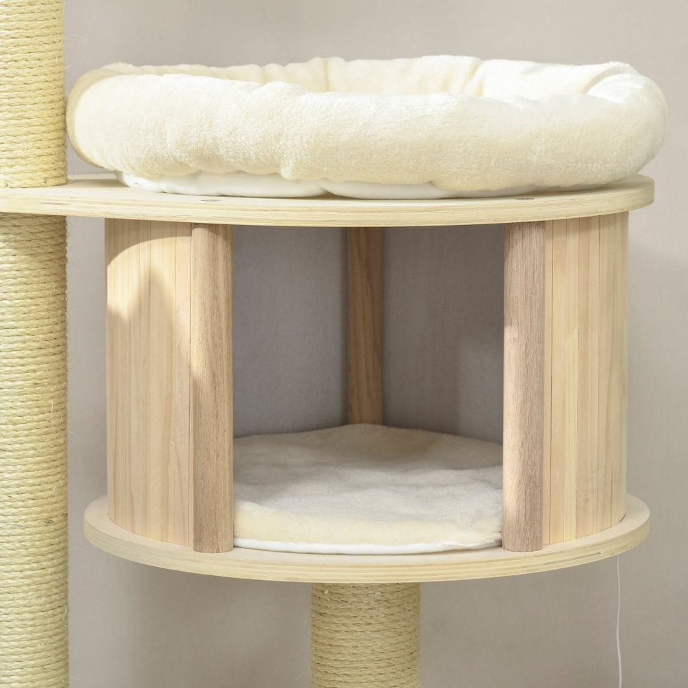 English Elm 4-layer Wall Mounted Cat Tree Shelves with Sisal Post Plush Perches Space Saving T3971P438010