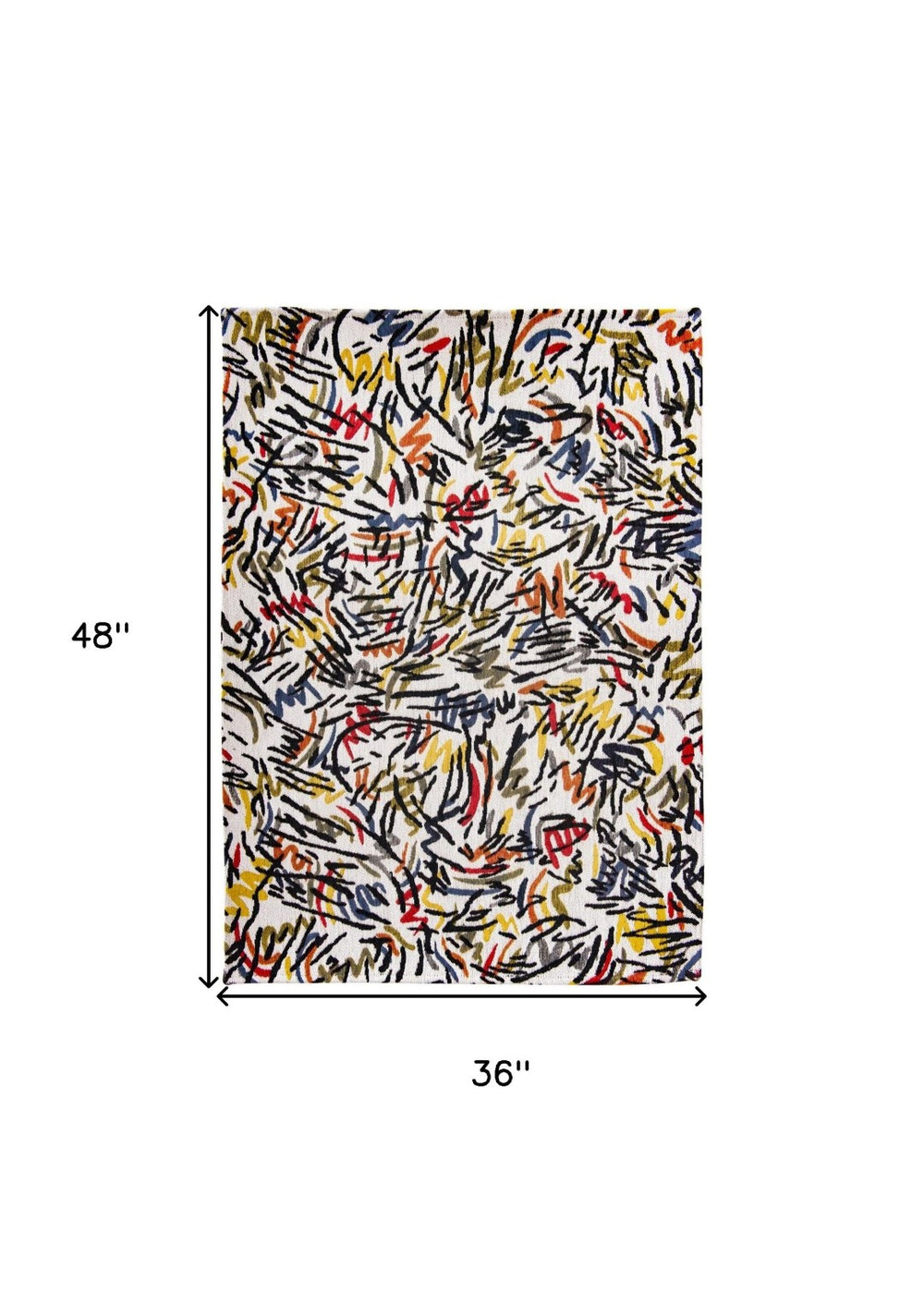 HomeRoots 3' X 5' White Abstract Non-Skid Area Rug - Modern Design for Living Rooms, Bedrooms & Offices 551708