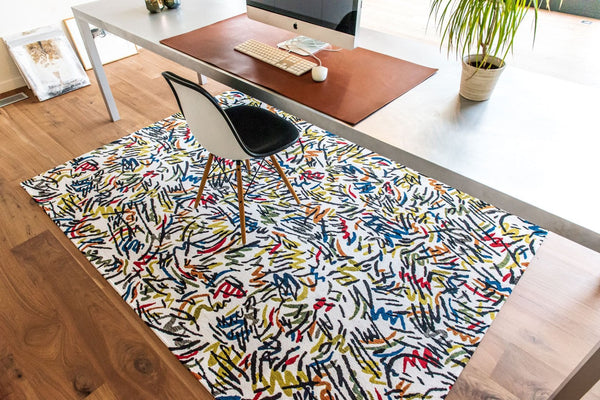 HomeRoots 9' X 13' White Abstract Non-Skid Area Rug - Modern Design for Living Rooms, Dining Spaces & More! 551713