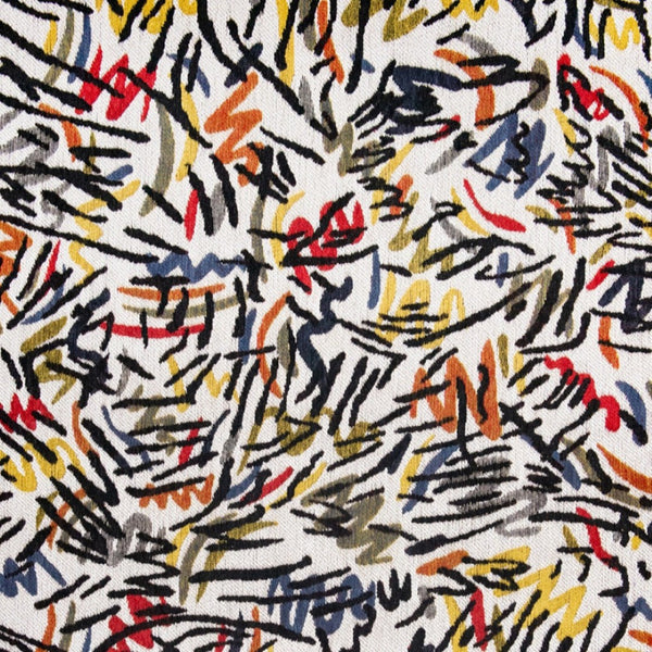 HomeRoots 8' White Round Abstract Area Rug - Modern Non-Skid Design for Living Rooms & Open Spaces, Soft & Stylish 551714