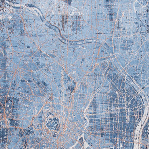 HomeRoots 3' Blue and Black Abstract Non-Skid Area Rug – Modern Design for High-Traffic Spaces, 3' x 5' 551751