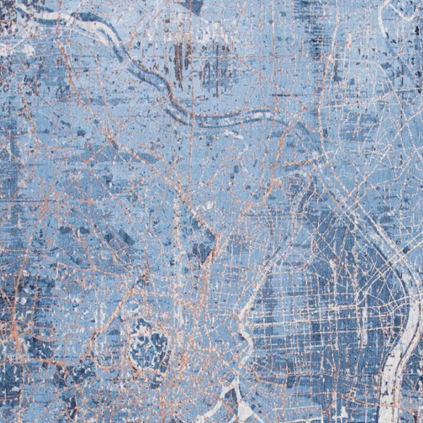 HomeRoots 3' Blue and Black Abstract Non-Skid Area Rug – Modern Design for High-Traffic Spaces, 3' x 5' 551751
