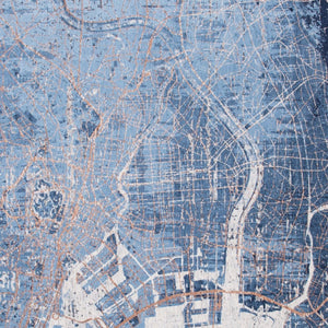 HomeRoots 5' X 7' Blue and Black Abstract Non-Skid Area Rug – Stylish, Durable, and Perfect for High-Traffic Spaces! 551752
