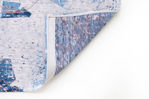 Homeroots 7' X 9' Blue And Black Abstract Non Skid Area Rug  100% Pet 551754