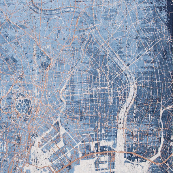 Homeroots 7' X 9' Blue And Black Abstract Non Skid Area Rug  100% Pet 551754