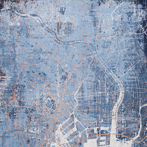 Homeroots 8' X 11' Blue And Black Abstract Non Skid Area Rug  100% Pet 551755