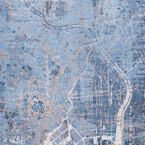 HomeRoots 9' X 13' Blue and Black Abstract Area Rug - Non-Skid, Modern Design for Living Rooms & More! 551756