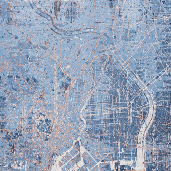 HomeRoots 9' X 13' Blue and Black Abstract Area Rug - Non-Skid, Modern Design for Living Rooms & More! 551756