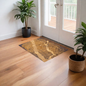 HomeRoots 3' X 5' Yellow Abstract Non-Skid Area Rug - Vibrant Modern Design for High-Traffic Spaces & Comfort 551758