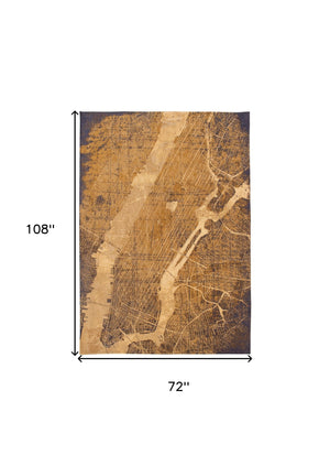 Homeroots 7' X 9' Yellow Abstract Non Skid Area Rug  100% Pet 551761